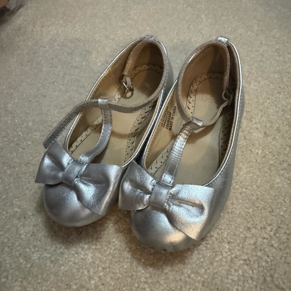 Silver Kids Shoes with Bow